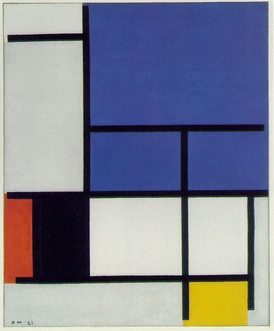 Piet Mondrian Composition with Large Blue Plane
